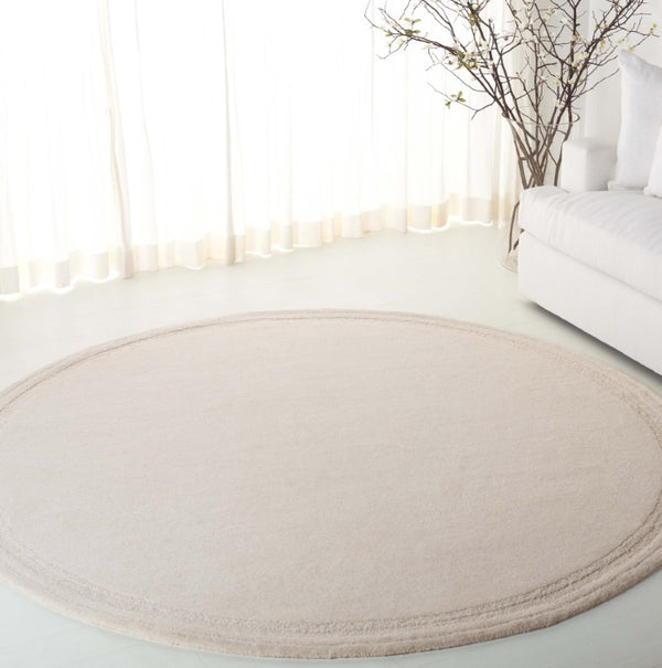 Safavieh Lrl Hand Tufted Wool Hallway Runner Ivory Solid Tonal Transitional Entryway Rug 7'-0" x 7'-0" - Round LRL6934A-7R
