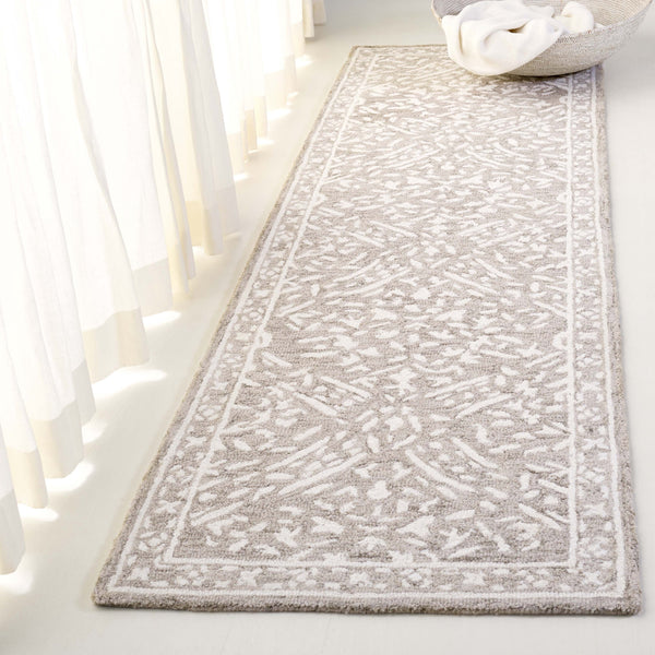 Safavieh Lrl Hand-Tufted Wool Cotton Rug In Silver Ivory With Classic Floral Motif, Low-Profile Elegant Anchor 9'-0" x 12'-0" LRL6935G-9