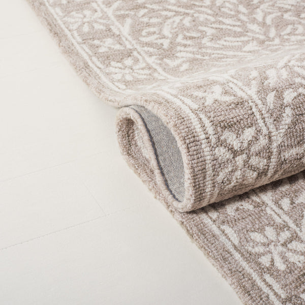 Safavieh Lrl Hand-Tufted Wool Cotton Rug In Silver Ivory With Classic Floral Motif, Low-Profile Elegant Anchor 9'-0" x 12'-0" LRL6935G-9