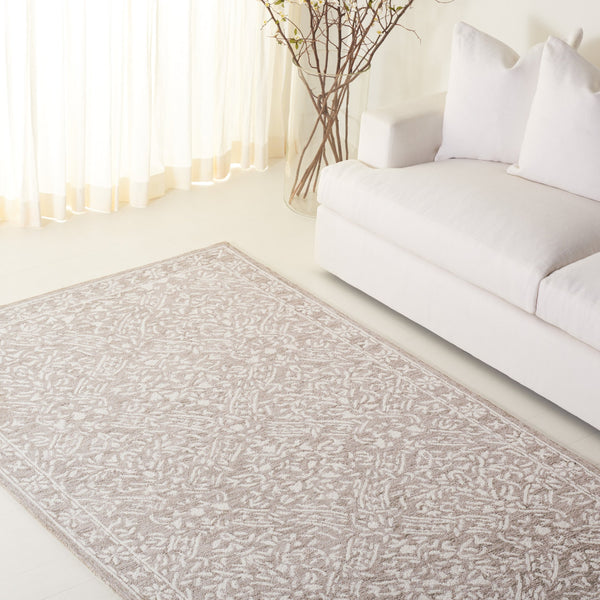 Safavieh Lrl Hand-Tufted Wool Cotton Rug In Silver Ivory With Classic Floral Motif, Low-Profile Elegant Anchor 9'-0" x 12'-0" LRL6935G-9