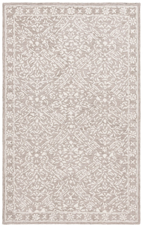 Safavieh Lrl Hand Tufted Wool Cotton Floral Accent Rug Classical Silver Ivory Bedroom 5'-0" x 8'-0" LRL6935G-5
