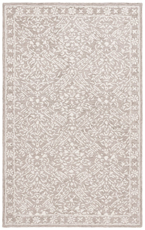 Safavieh Lrl Hand-Tufted Wool Cotton Rug In Silver Ivory With Classic Floral Motif, Low-Profile Elegant Anchor 9'-0" x 12'-0" LRL6935G-9
