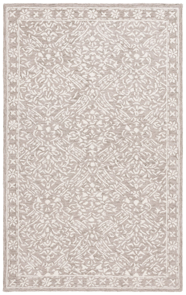 Safavieh Lrl Hand-Tufted Wool Cotton Rug In Silver Ivory With Classic Floral Motif, Low-Profile Elegant Anchor 9'-0" x 12'-0" LRL6935G-9