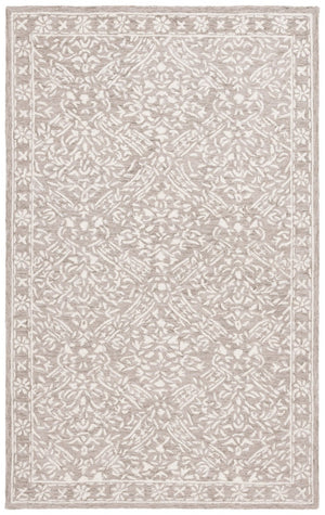 Safavieh Lrl Hand Tufted Wool Cotton Floral Accent Rug Classical Silver Ivory Bedroom 6'-0" x 9'-0" LRL6935G-6