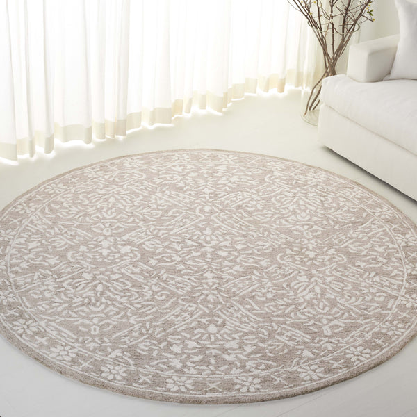 Safavieh Lrl Hand-Tufted Wool Cotton Rug In Silver Ivory With Classic Floral Motif, Low-Profile Elegant Anchor 9'-0" x 12'-0" LRL6935G-9