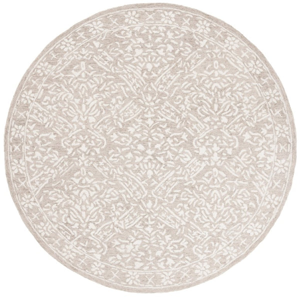 Safavieh Lrl Hand Tufted Wool Cotton Floral Accent Rug Classical Silver Ivory Bedroom 7'-0" x 7'-0" - Round LRL6935G-7R