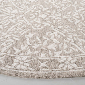 Safavieh Lrl Hand Tufted Wool Cotton Floral Accent Rug Classical Silver Ivory Bedroom 7'-0" x 7'-0" - Round LRL6935G-7R