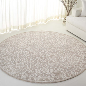 Safavieh Lrl Hand Tufted Wool Cotton Floral Accent Rug Classical Silver Ivory Bedroom 7'-0" x 7'-0" - Round LRL6935G-7R