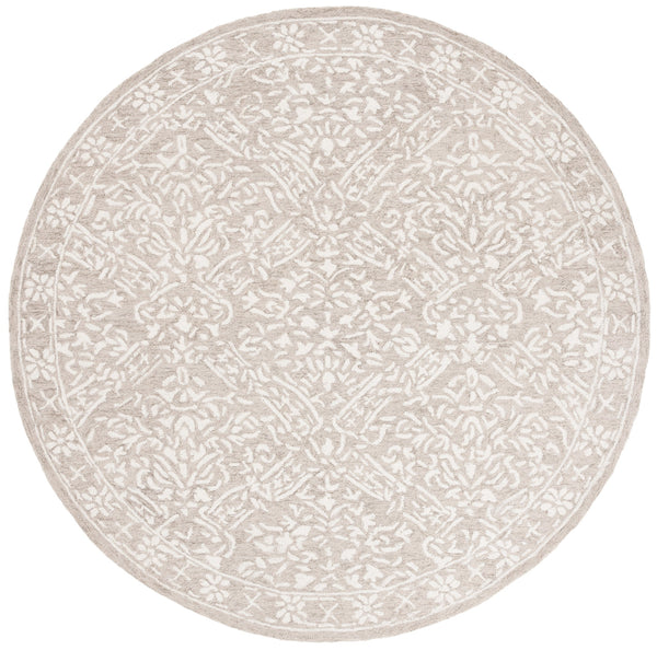 Safavieh Lrl Hand-Tufted Wool Cotton Rug In Silver Ivory With Classic Floral Motif, Low-Profile Elegant Anchor 9'-0" x 12'-0" LRL6935G-9