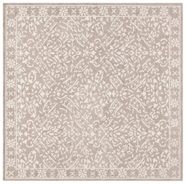 Safavieh Lrl Hand Tufted Wool Cotton Floral Accent Rug Classical Silver Ivory Bedroom 7'-0" x 7'-0" - Square LRL6935G-7SQ