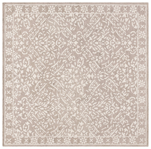 Safavieh Lrl Hand-Tufted Wool Cotton Rug In Silver Ivory With Classic Floral Motif, Low-Profile Elegant Anchor 9'-0" x 12'-0" LRL6935G-9
