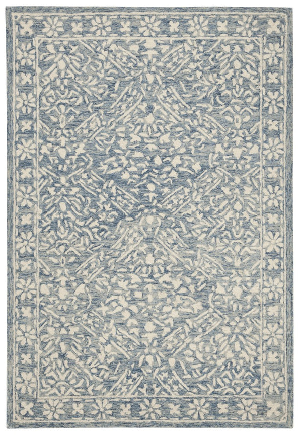 Safavieh Lrl Hand Tufted Wool Area Rug Traditional Blue Ivory Pattern for Large Living Rooms 10'-0" x 10'-0" LRL6935M