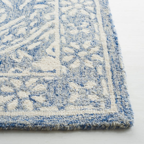 Safavieh Lrl Hand Tufted Wool Area Rug Traditional Blue Ivory Pattern for Large Living Rooms 10'-0" x 10'-0" LRL6935M
