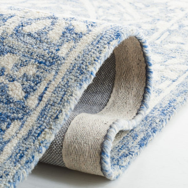 Safavieh Lrl Hand Tufted Wool Area Rug Traditional Blue Ivory Pattern for Large Living Rooms 10'-0" x 10'-0" LRL6935M