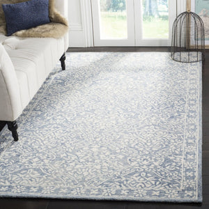 Safavieh Lrl Hand Tufted Wool Area Rug Traditional Blue Ivory Pattern for Large Living Rooms 10'-0" x 10'-0" LRL6935M