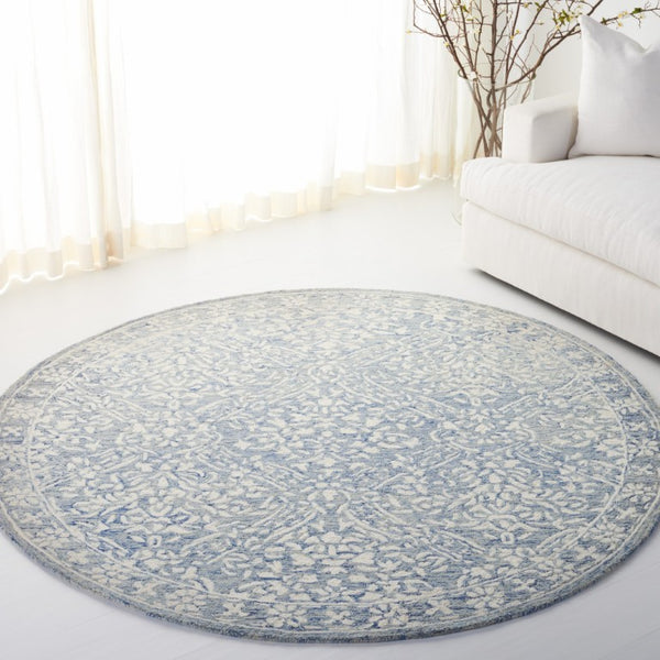 Safavieh Lrl Hand Tufted Wool Area Rug Traditional Blue Ivory Pattern for Large Living Rooms 10'-0" x 10'-0" LRL6935M
