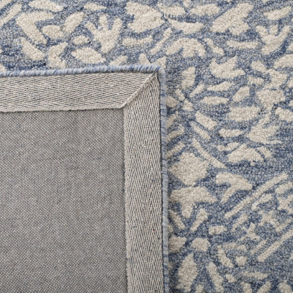 Safavieh Lrl Hand Tufted Wool Area Rug Traditional Blue Ivory Pattern for Large Living Rooms 10'-0" x 10'-0" LRL6935M