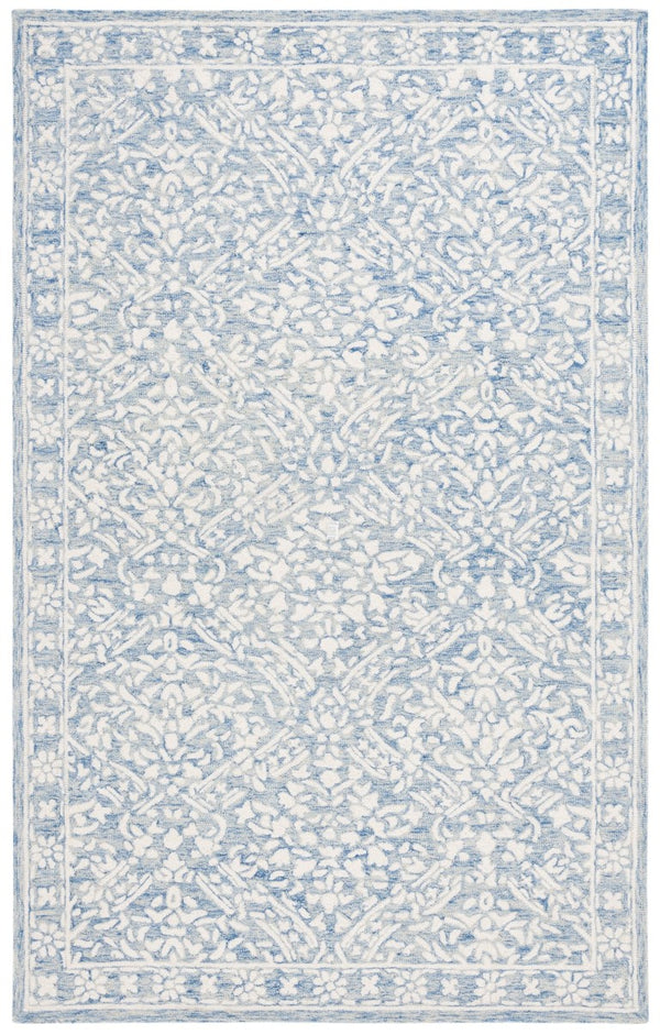 Safavieh Lrl Hand Tufted Wool Area Rug Traditional Blue Ivory Pattern for Large Living Rooms 10'-0" x 10'-0" LRL6935M