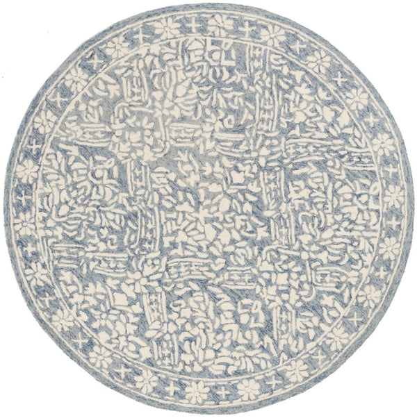 Safavieh Lrl Hand Tufted Wool Area Rug Traditional Blue Ivory Pattern for Large Living Rooms 10'-0" x 10'-0" LRL6935M