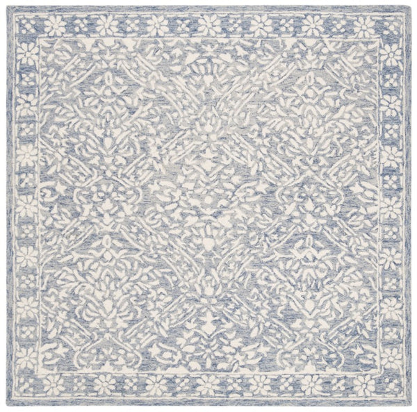 Safavieh Lrl Hand Tufted Wool Area Rug Traditional Blue Ivory Pattern for Large Living Rooms 10'-0" x 10'-0" LRL6935M