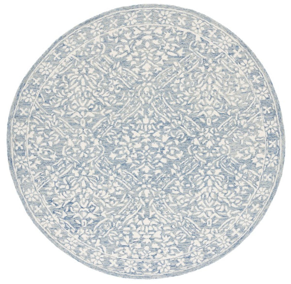 Safavieh Lrl Hand Tufted Wool Area Rug Traditional Blue Ivory Pattern for Large Living Rooms 10'-0" x 10'-0" LRL6935M