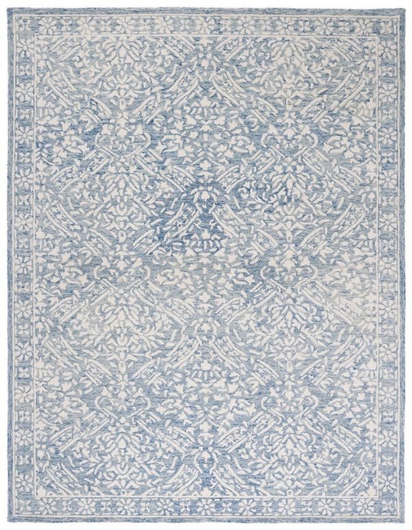 Safavieh Lrl Hand Tufted Wool Area Rug Traditional Blue Ivory Pattern for Large Living Rooms 10'-0" x 10'-0" LRL6935M