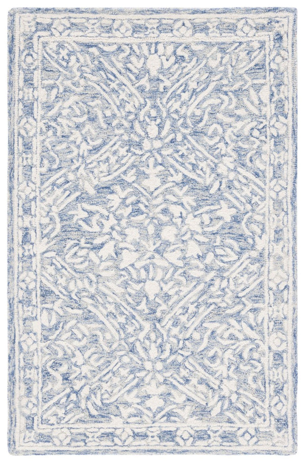 Safavieh Lrl Hand Tufted Wool Area Rug Traditional Blue Ivory Pattern for Large Living Rooms 10'-0" x 10'-0" LRL6935M