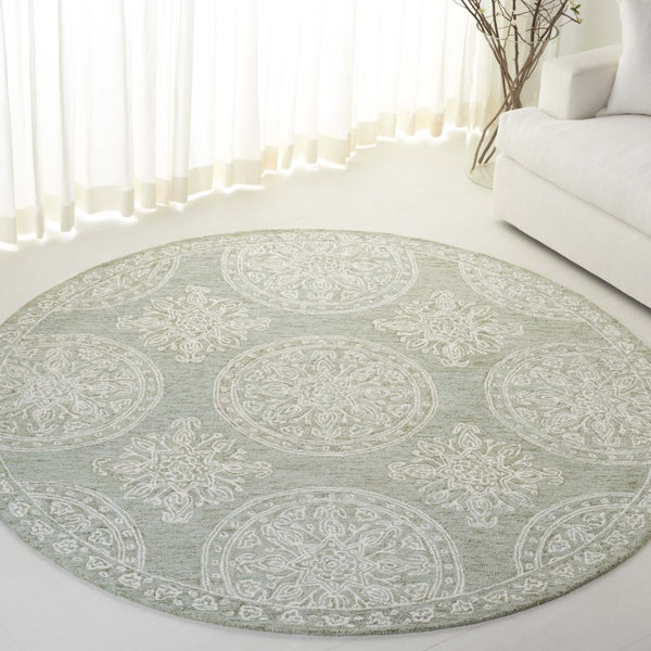 Safavieh Lrl Emmett Hand Tufted Wool Cotton Rug Oriental Pattern for Entryways and Bedrooms 7'-0" x 7'-0" - Round LRL6936W-7R
