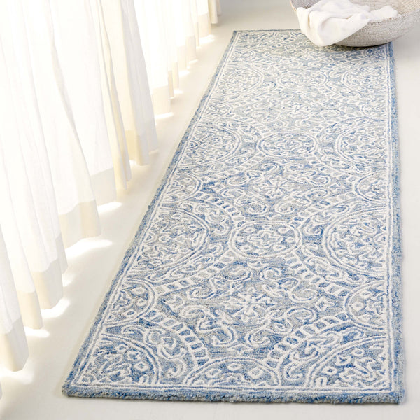 Safavieh Lrl Hand-Tufted Finnegan Round Rug 6Ft Blue Ivory Medallion Floral Wool-Cotton Blend Luxury LRL6937M-6R