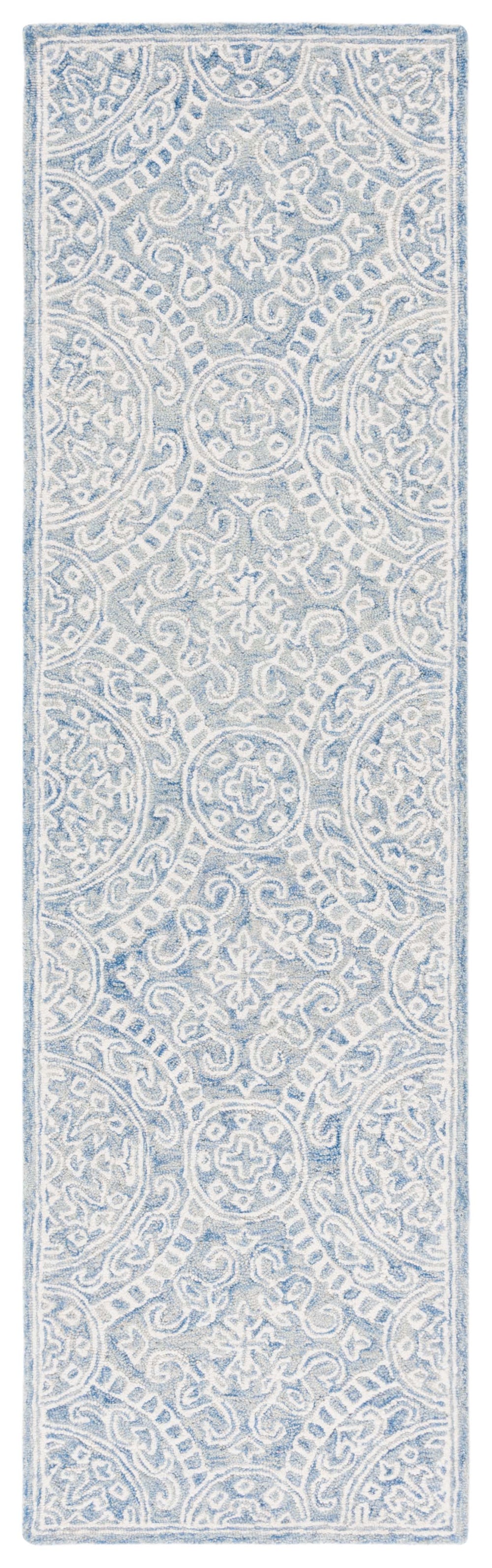 Safavieh Lrl Hand-Tufted Finnegan Round Rug 6Ft Blue Ivory Medallion Floral Wool-Cotton Blend Luxury LRL6937M-6R