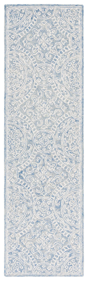 Safavieh Lrl Hand-Tufted Finnegan Round Rug 6Ft Blue Ivory Medallion Floral Wool-Cotton Blend Luxury LRL6937M-6R