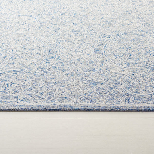 Safavieh Lrl Hand-Tufted Finnegan Round Rug 6Ft Blue Ivory Medallion Floral Wool-Cotton Blend Luxury LRL6937M-6R