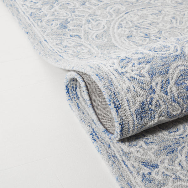Safavieh Lrl Hand-Tufted Finnegan Round Rug 6Ft Blue Ivory Medallion Floral Wool-Cotton Blend Luxury LRL6937M-6R