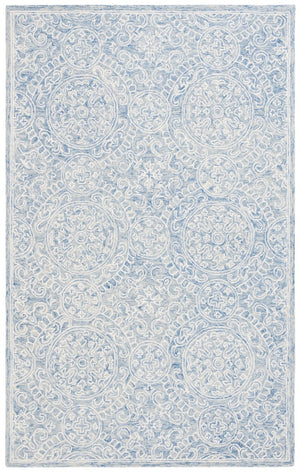 Safavieh Lrl Finnegan Hand Tufted Wool Medallion Accent Rug in Blue Ivory for Entryways 5'-0" x 8'-0" LRL6937M-5