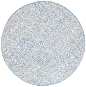 Safavieh Lrl Hand-Tufted Finnegan Round Rug 6Ft Blue Ivory Medallion Floral Wool-Cotton Blend Luxury LRL6937M-6R