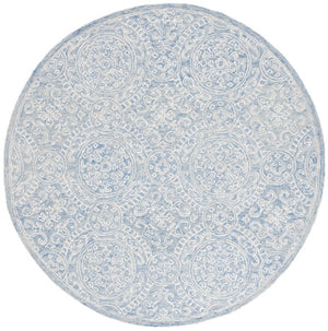 Safavieh Lrl Finnegan Hand Tufted Wool Medallion Accent Rug in Blue Ivory for Entryways 7'-0" x 7'-0" - Round LRL6937M-7R