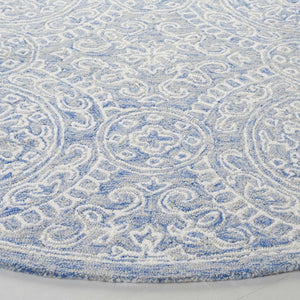 Safavieh Lrl Finnegan Hand Tufted Wool Medallion Accent Rug in Blue Ivory for Entryways 7'-0" x 7'-0" - Round LRL6937M-7R