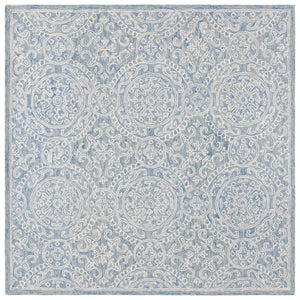 Safavieh Lrl Hand-Tufted Finnegan Round Rug 6Ft Blue Ivory Medallion Floral Wool-Cotton Blend Luxury LRL6937M-6R