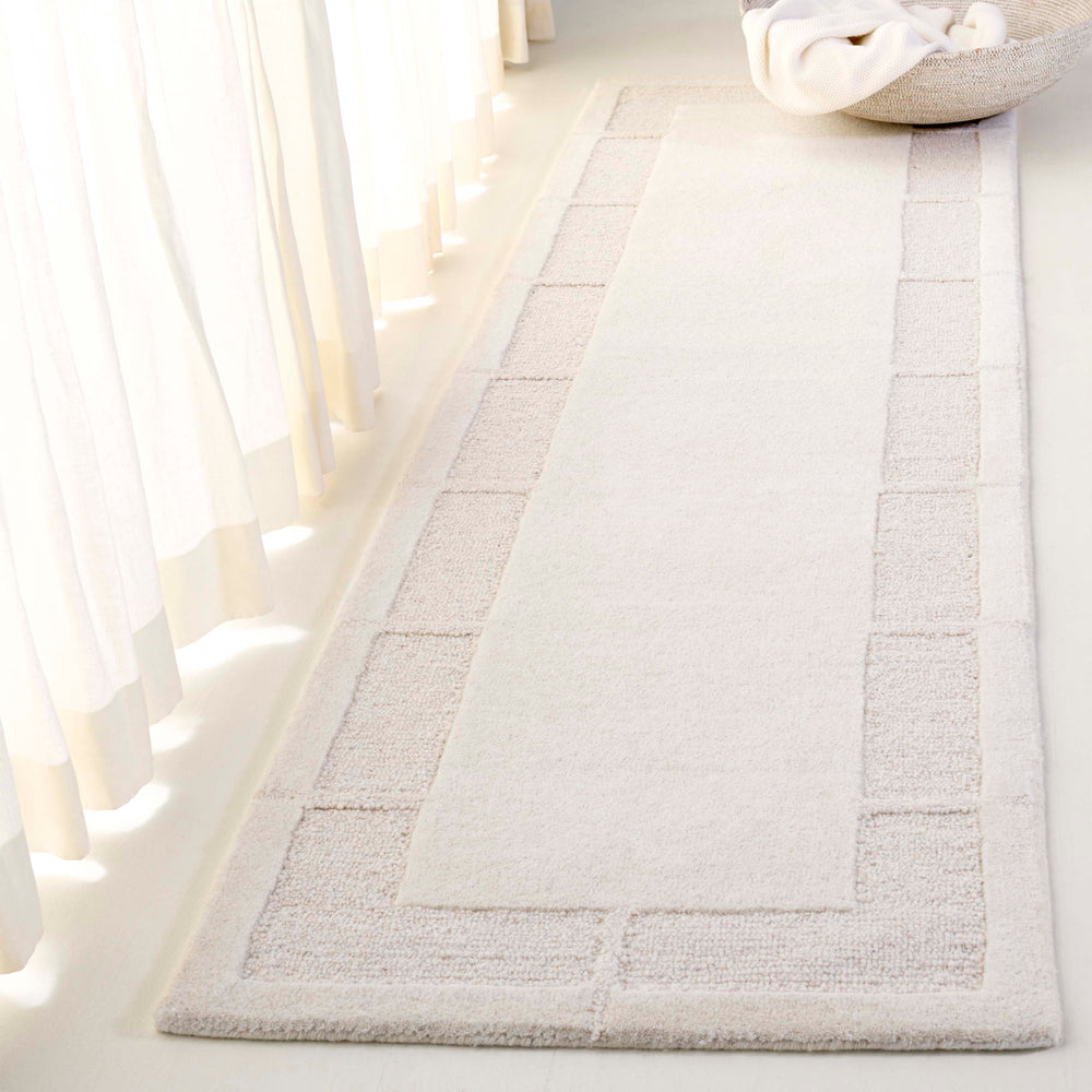 Safavieh Lrl Hand-Tufted Grayson Ivory Runner 2'3" X10' — Wool-Cotton Low-Pile Hallway Rug, Durable Elegant Border LRL6938A-210