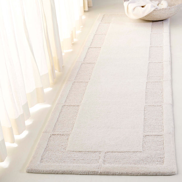 Safavieh Lrl Hand-Tufted Grayson Ivory Runner 2'3" X10' — Wool-Cotton Low-Pile Hallway Rug, Durable Elegant Border LRL6938A-210
