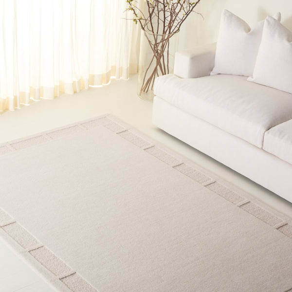 Safavieh Lrl Hand-Tufted Grayson Ivory Runner 2'3" X10' — Wool-Cotton Low-Pile Hallway Rug, Durable Elegant Border LRL6938A-210