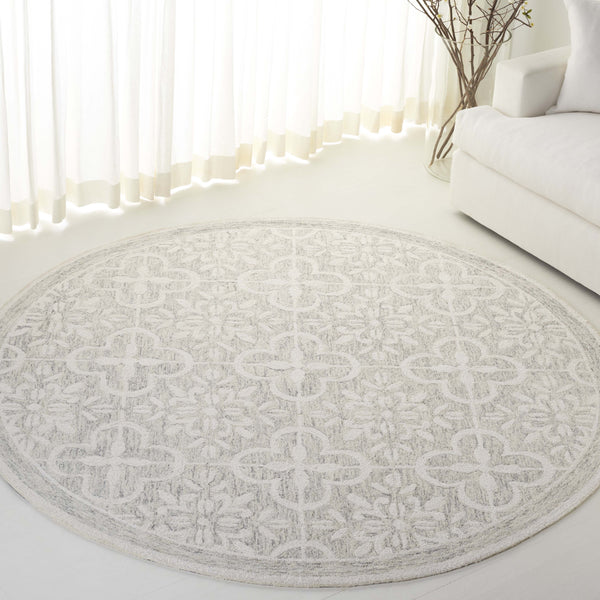 Safavieh Lrl Hand-Tufted Wool-Cotton Area Rug In Grey Ivory Floral Motif — Transitional, Low-Profile Luxury 2'-0" x 5'-0" LRL6942F-25