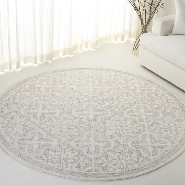 Safavieh Lrl Hand Tufted Wool Runner Floral Traditional Rug for Hallway and Entryway Decor 7'-0" x 7'-0" Round LRL6942F-7R