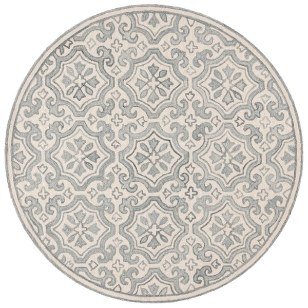 Safavieh Lrl Hand Tufted Wool Cotton Runner Rug Grey Ivory Traditional Hallway Entryway 7'-0" x 7'-0" - A LRL6944F-7R
