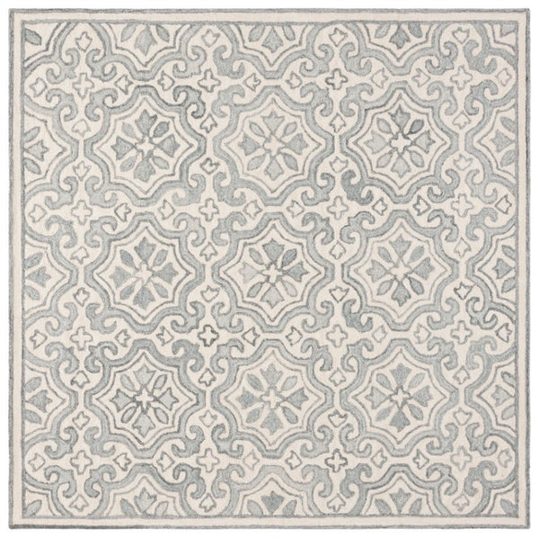Safavieh Lrl Hand Tufted Wool Cotton Runner Rug Grey Ivory Traditional Hallway Entryway 7'-0" x 7'-0" - B LRL6944F-7SQ
