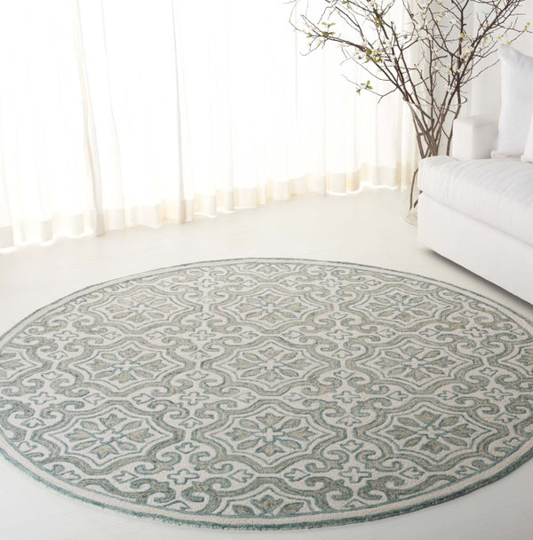 Safavieh Lrl Quinn Hand Tufted Wool Cotton Runner Rug for Hallways and Entryways Teal 7'-0" x 7'-0" Round LRL6944J-7R