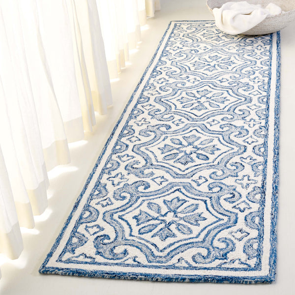 Safavieh Lrl Hand-Tufted Quinn Wool Runner 2'3" X10' Navy Ivory – Low 3/8" Pile, Durable Entryway Elegance LRL6944N-210