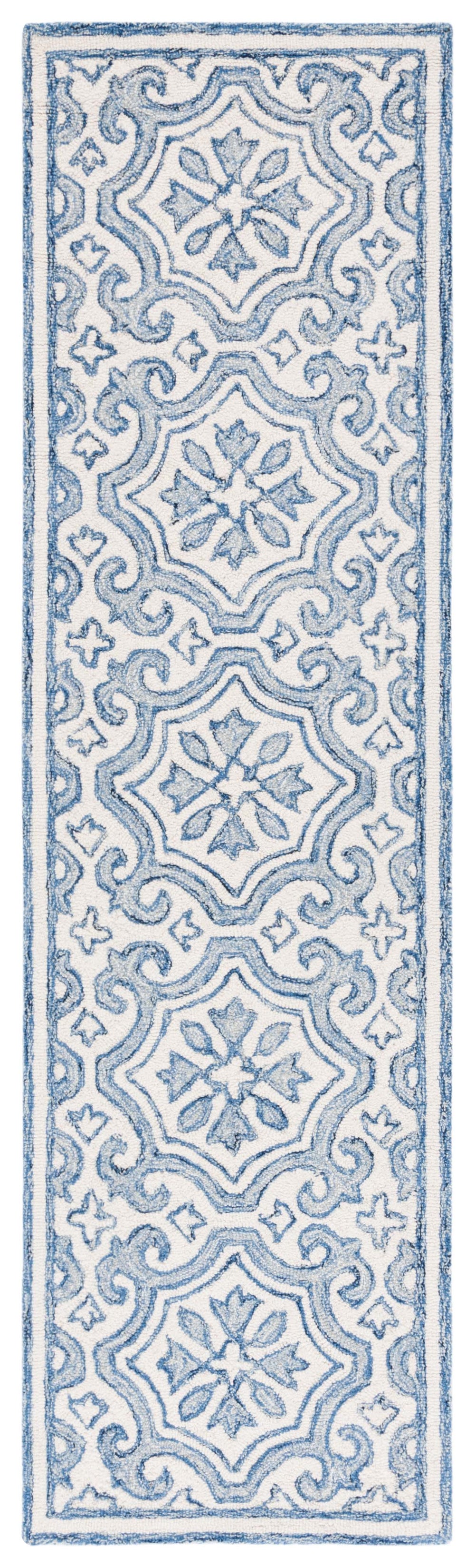 Safavieh Lrl Hand-Tufted Quinn Wool Runner 2'3" X10' Navy Ivory – Low 3/8" Pile, Durable Entryway Elegance LRL6944N-210