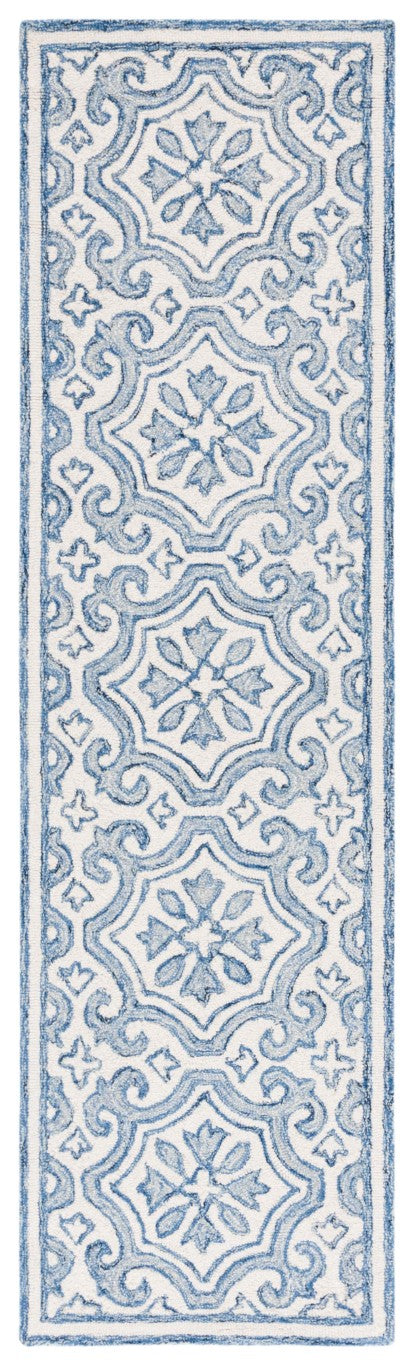 Safavieh Lrl Hand Tufted Wool Cotton Accent Rug with Navy Ivory Traditional Floral Motifs 2'-3" x 8'-0" LRL6944N-28