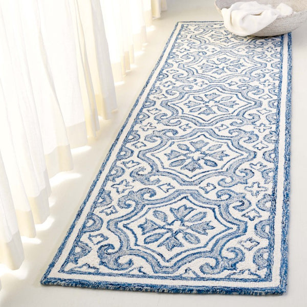 Safavieh Lrl Hand Tufted Wool Cotton Accent Rug with Navy Ivory Traditional Floral Motifs 2'-3" x 8'-0" LRL6944N-28
